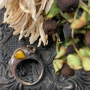 Vintage sterling and tigers eye  elephant ring